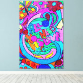 ヒッピースタイルカラフル平和とラブキャンバス キャンバスプリント (インサイチュ (ウッドフロア))