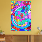 ヒッピースタイルカラフル平和とラブキャンバス キャンバスプリント (インサイチュ (リビング))