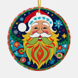 ヒッピースタイルGroovy Santa Christmas両面 セラミックオーナメント