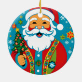 ヒッピースタイルGroovy Santa Christmas両面 セラミックオーナメント (裏面)