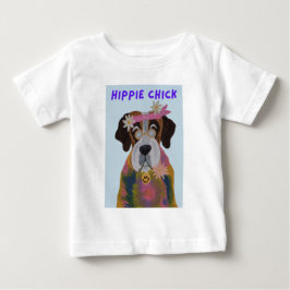ヒッピーチックなセントバーナード ベビーTシャツ
