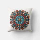 ヒッピートリップ(幻覚体験)のようなの溝サイケデリック状キノコ曼荼羅 クッション (裏面)