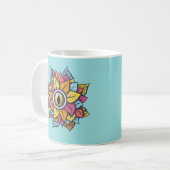 ヒッピートリップ（幻覚体験）のようなアイフラワーカラフルサイケデリック コーヒーマグカップ (正面左)