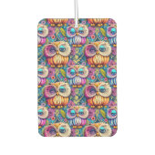 ヒッピートリップ（幻覚体験）のようなサイケデリックカラフルフクロウ カーエアーフレッシュナー (正面)