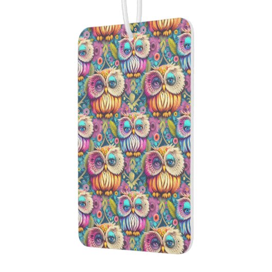 ヒッピートリップ（幻覚体験）のようなサイケデリックカラフルフクロウ カーエアーフレッシュナー (左)