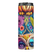 ヒッピートリップ(幻覚体験)のようなサイケデリックカラフルフクロウ タンブラー (裏面)
