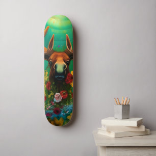ヒッピートリップ(幻覚体験)のようなムース花付きAI Art スケートボード