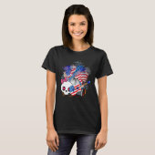 ヒッピーニコラスギター花火アメリカ国旗ドクロ Tシャツ (正面フル)