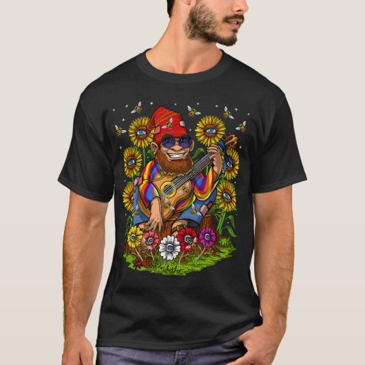 ヒッピーノームとひまわり Tシャツ (正面)