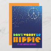 ヒッピーハッピー70誕生日平和パーティの招待状 招待状 (正面/裏面)