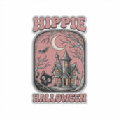 ヒッピーハロウィン猫の霊園ヴィンテージデザイン シール (正面)