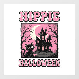 ヒッピーハロウィン ヴィンテージ 幽霊屋敷の猫 Tシャツ_1 ウィンドウサイン