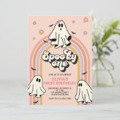 ヒッピーハロウィーン スプーキー1歳の誕生日 招待状 (スタンド正面)