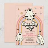 ヒッピーハロウィーン スプーキー1歳の誕生日 招待状 (正面/裏面)