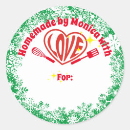 ヒッピーハートパーソナライズされたクリスマスホリデーベーキング ラウンドシール