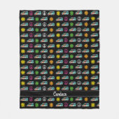 ヒッピーバスピースサイン70sパーソナライズされたブラック フリースブランケット (正面)