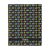 ヒッピーバスピースサイン70sパーソナライズされたブラック