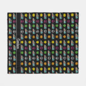 ヒッピーバスピースサイン70sパーソナライズされたブラック フリースブランケット (正面(横))