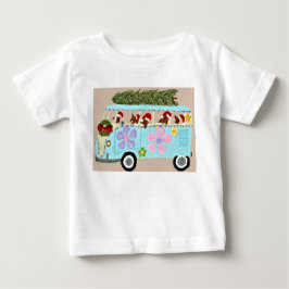 ヒッピーバンに乗ったダックスフントのクリスマス ベビーTシャツ