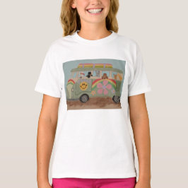ヒッピーバンに乗ったプードル Tシャツ