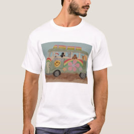 ヒッピーバンに乗ったプードル Tシャツ