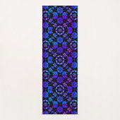 ヒッピーパターン（の模様が）あるレトロボヘミアンブルーパープルブラック ヨガマット (正面)