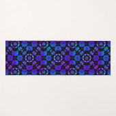 ヒッピーパターン（の模様が）あるレトロボヘミアンブルーパープルブラック ヨガマット (正面(横))