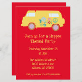 ヒッピーパーティー 赤と黄色 招待状 (正面/裏面)