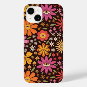 ヒッピーヒッピー+サイケデリック+70年代+グルービー+フラワーズ+アイ柄 Case-Mate iPhone 14ケース