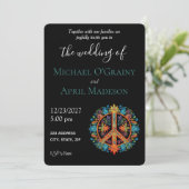 ヒッピーピースサイン結婚式招待状 招待状 (スタンド正面)