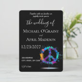 ヒッピーピースサイン結婚式招待状 招待状 (スタンド正面)