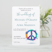 ヒッピーピースサイン結婚式招待状 招待状 (スタンド正面)