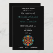 ヒッピーピースサイン結婚式招待状 招待状 (正面/裏面)