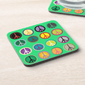 ヒッピーピースサイン60sカラフルパターン コースター (左側)