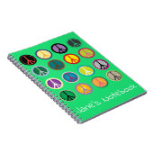 ヒッピーピースサイン60sカラフルパターン ノートブック (右側)