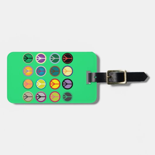 ヒッピーピースサイン60sカラフルパターン ラゲッジタグ (正面横)