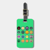 ヒッピーピースサイン60sカラフルパターン ラゲッジタグ (正面縦)