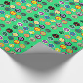 ヒッピーピースサイン60sカラフルパターン ラッピングペーパー (角)