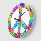 ヒッピーピースサイン ラージ壁時計 (傾斜)