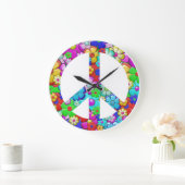 ヒッピーピースサイン ラージ壁時計 (ホーム)
