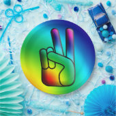 ヒッピーピースハンドサインパーティープレート ペーパープレート (パーティー)