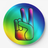 ヒッピーピースハンドサインパーティープレート ペーパープレート (正面)