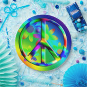 ヒッピーピースフラワーパワーパーティープレート ペーパープレート (パーティー)