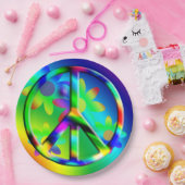 ヒッピーピースフラワーパワーパーティープレート ペーパープレート (パーティー)