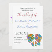 ヒッピーピースフローラカラフル結婚式招待状 招待状 (正面/裏面)