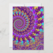 ヒッピーフラクタルパターン紫ターコイズ&黄色 招待状 (裏面)