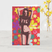 ヒッピーフラワーチャイルド60sテーマ誕生日 カード (黄色い花)