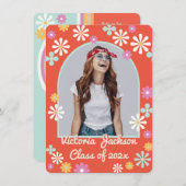 ヒッピーフラワーパワーフォト卒業招待状 招待状 (正面/裏面)