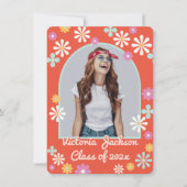 ヒッピーフラワーパワーフォト卒業招待状 招待状 (正面)