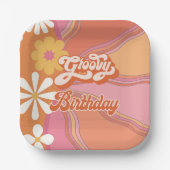 ヒッピーフラワーパワー70s 60s誕生日パーティー紙P ペーパープレート (正面)